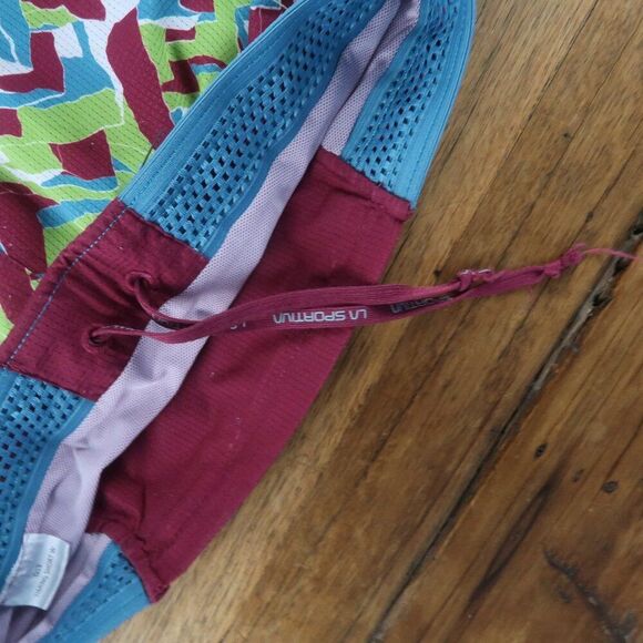LA SPORTIVA RED/PLUM & LIME TRAIL RUNNING SHORT WITH LINER SIZE SMALL - Picture 6 of 10